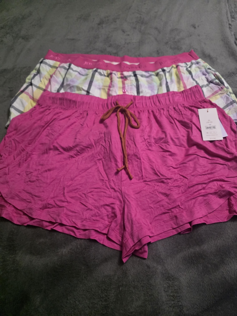 Women’s Pink Sleep Shorts with Drawstring (NWT) & Plaid Sleep Shorts.